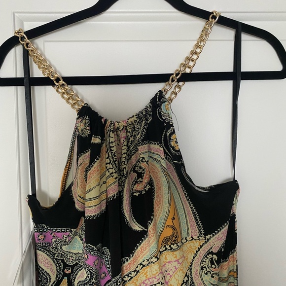 Nina Leonard maxi dress with gold chain detail size Large NWT - Picture 1 of 6